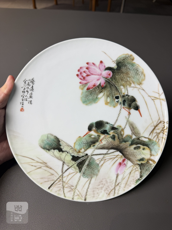 民国 粉彩花鸟图挂盘 - 图2